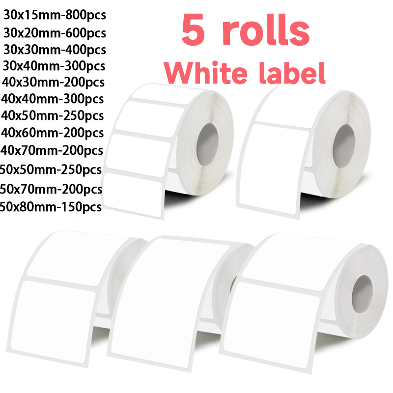 5 Rolls of White Label Sticker - Home Office Printer avaliação e preço
