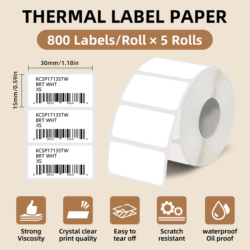 5 Rolls of White Label Sticker - Home Office Printer avaliação e preço