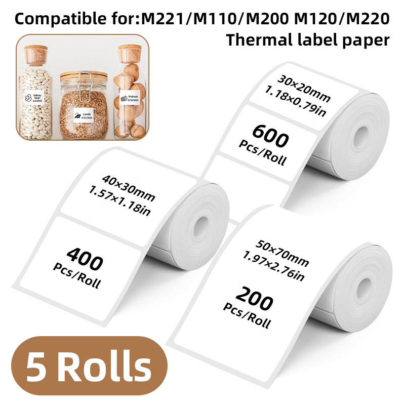 5 Rolls of White Label Sticker - Home Office Printer avaliação e preço
