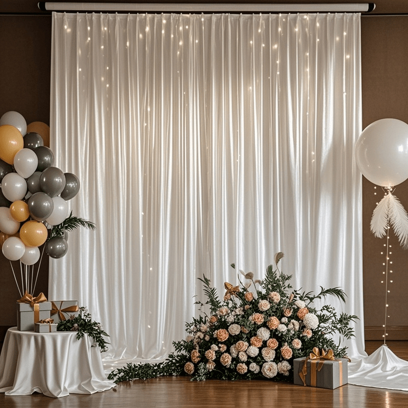 Satin Backdrop Christmas Curta - Home Office Rate avaliação e preço