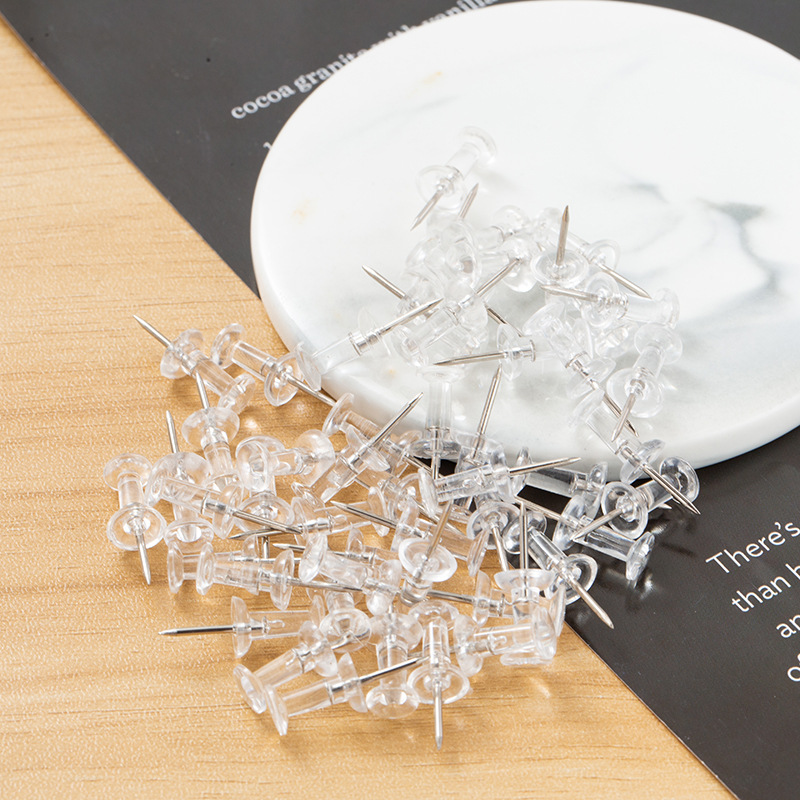 50/100pcs Push Pins Transparen - Home Office Head avaliação e preço