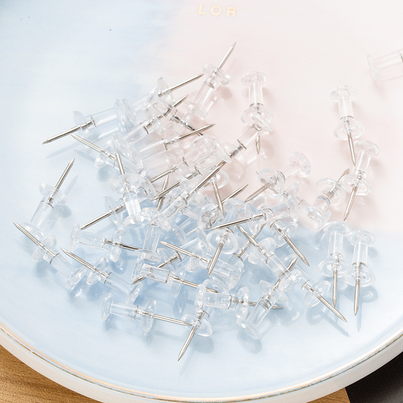 50/100pcs Push Pins Transparen - Home Office Head avaliação e preço