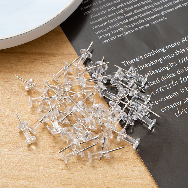 50/100pcs Push Pins Transparen - Home Office Head avaliação e preço