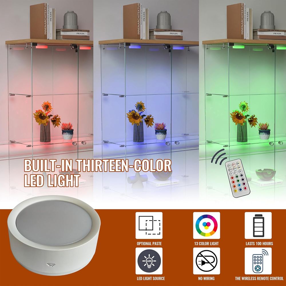 4-Tier Glass Cabinet with LED  - Home Office Free avaliação e preço