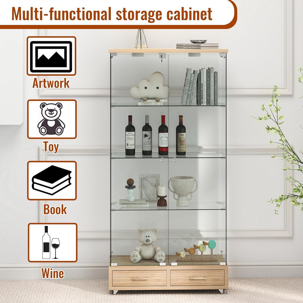 4-Tier Glass Cabinet with LED  - Home Office Free avaliação e preço