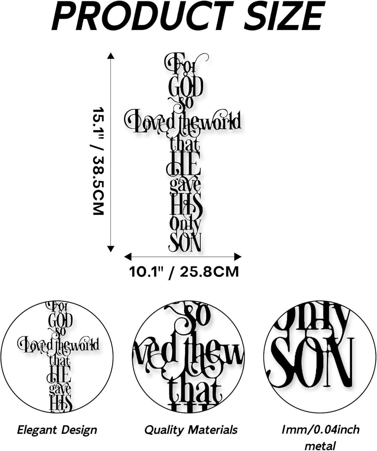 Cross Wall Decor with For God  - Home Office Quotes avaliação e preço