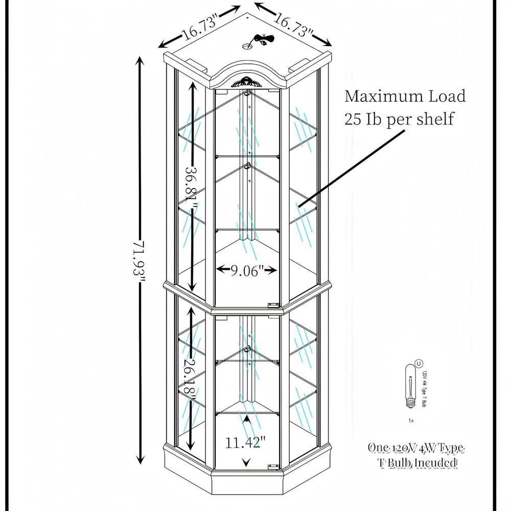 72 Tall Glass Curio Cabinet wi - Home Office Free avaliação e preço