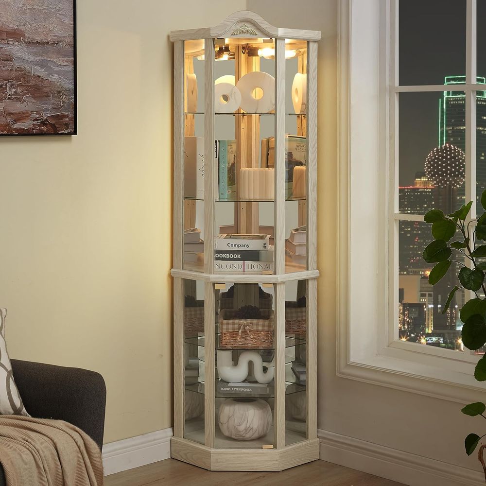 72 Tall Glass Curio Cabinet wi - Home Office Free avaliação e preço