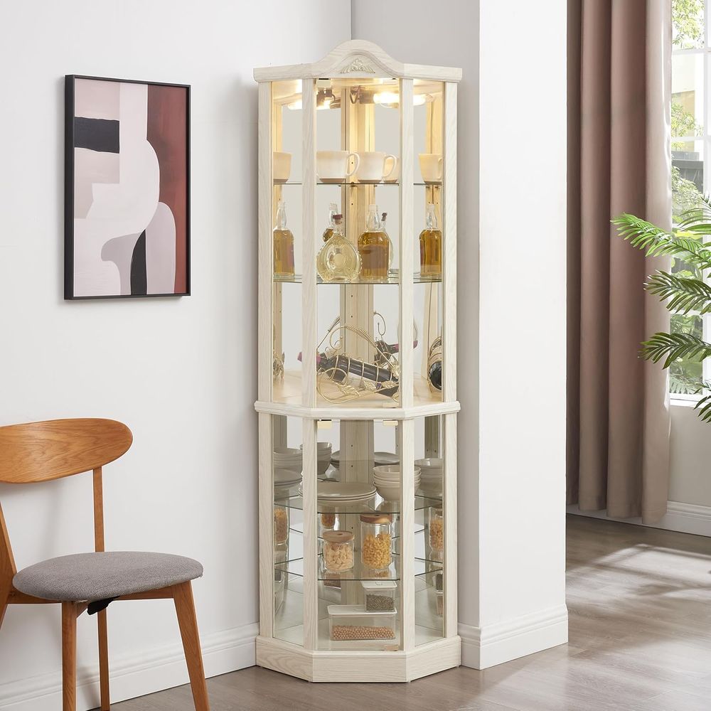 72 Tall Glass Curio Cabinet wi - Home Office Free avaliação e preço