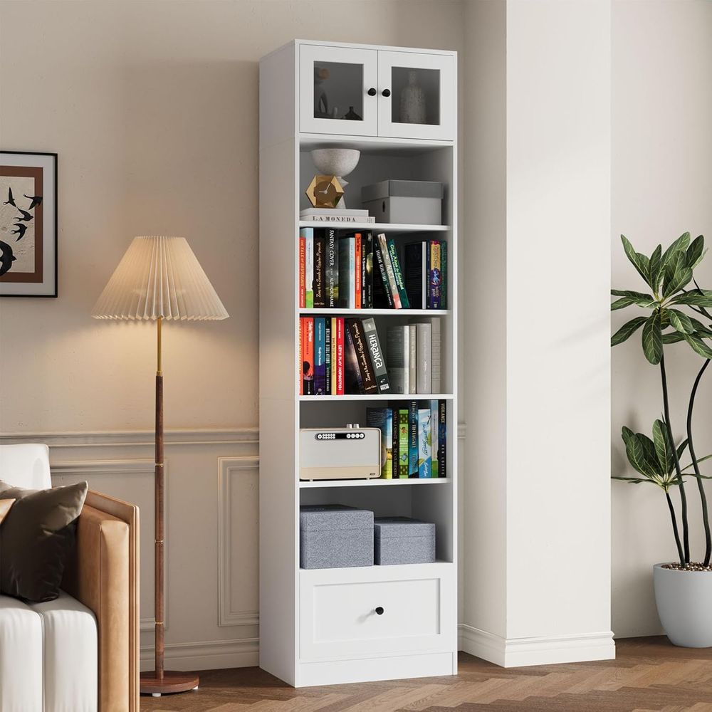 7-Tier Glass Door Bookcase, 85 - Home Office Free avaliação e preço