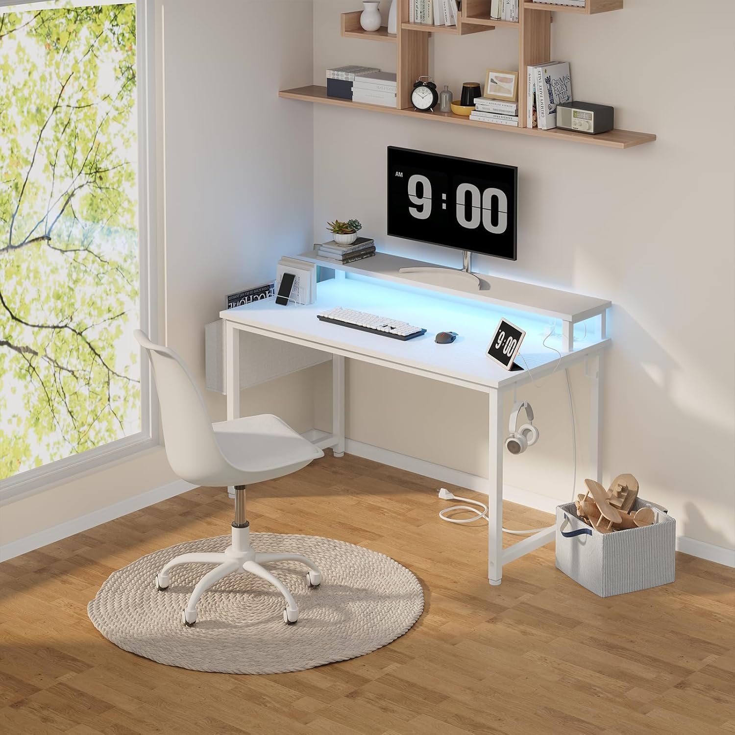 40 Inch Computer Desk with LED - Home Office Desks avaliação e preço