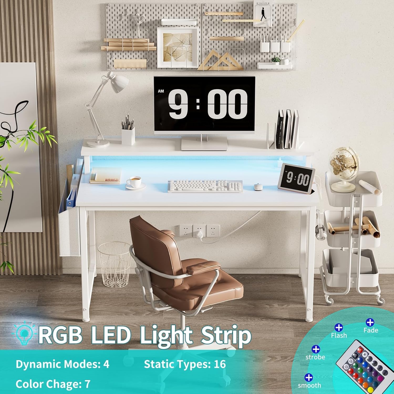 40 Inch Computer Desk with LED - Home Office Desks avaliação e preço