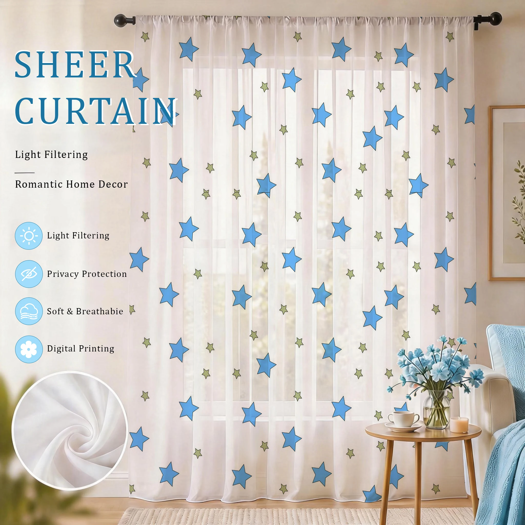 Blue Star Modern Gradient Shee - Home Office Rate avaliação e preço