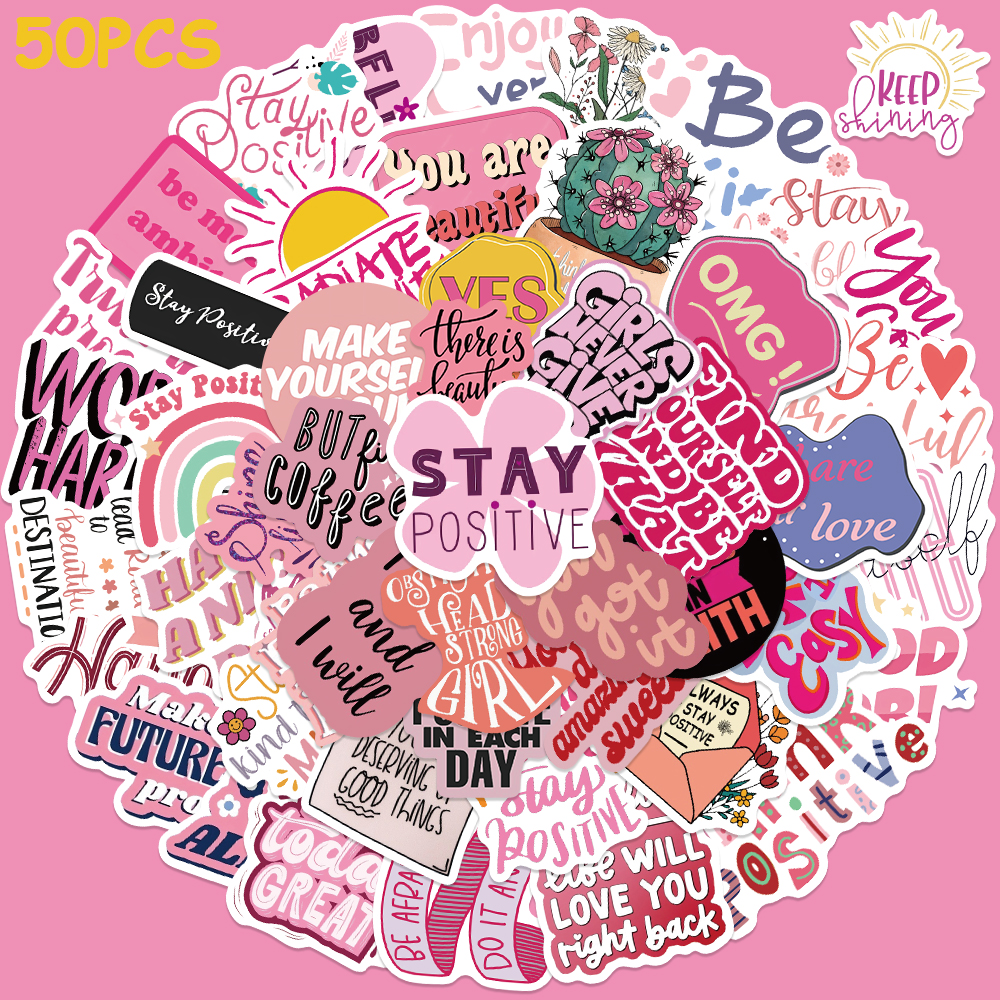 50pcs Pink Inspirational Phras - Home Office Quotes avaliação e preço