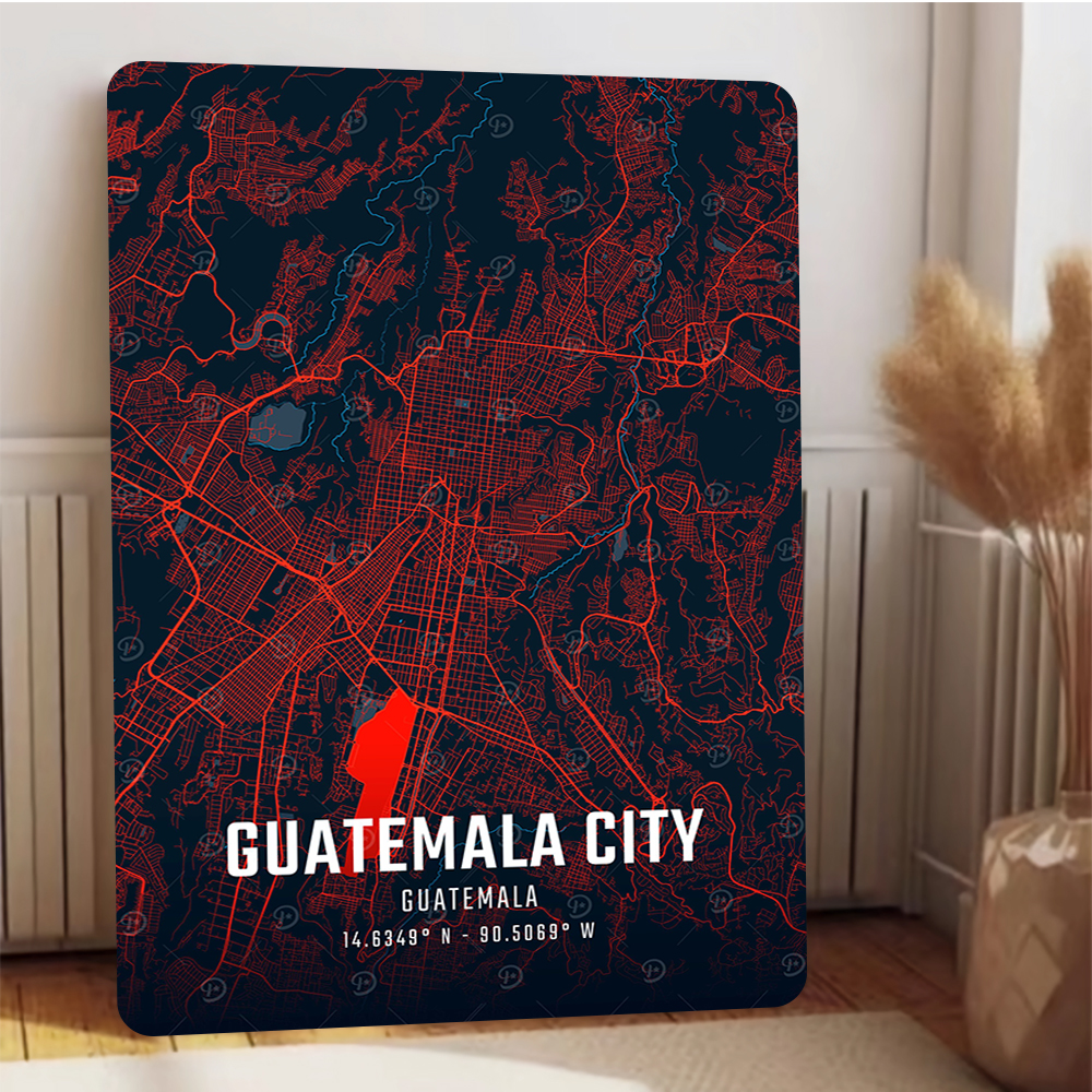 Guatemala City Map Metal Wall  - Home Office Guatemala avaliação e preço