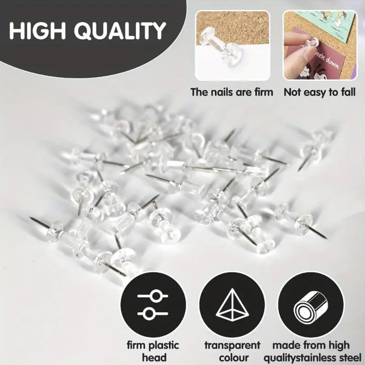 100/200/500/1000pcs Push Pins  - Home Office Head avaliação e preço