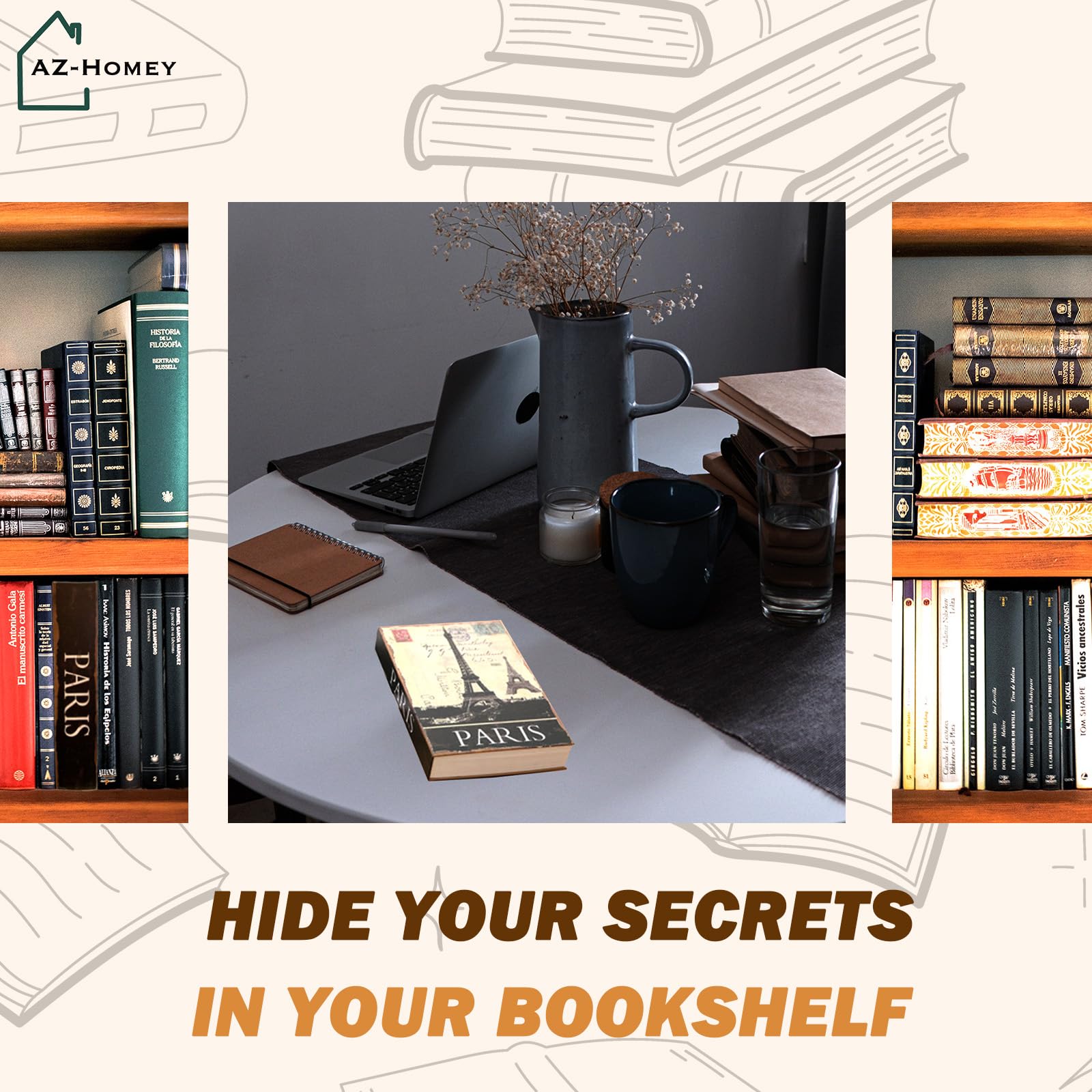 Decorative Book Safe Box with  - Home Office Form avaliação e preço