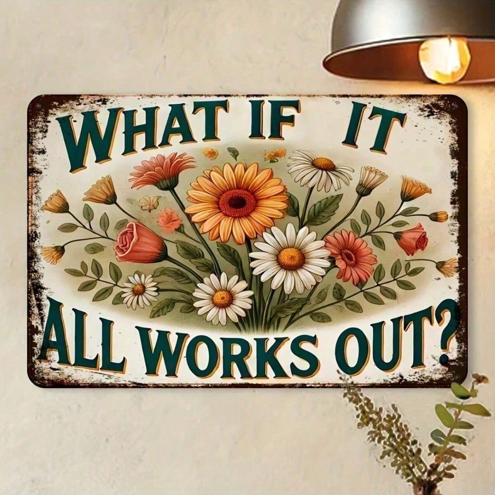 Vintage Floral Metal Tin Sign  - Home Office What Is It avaliação e preço