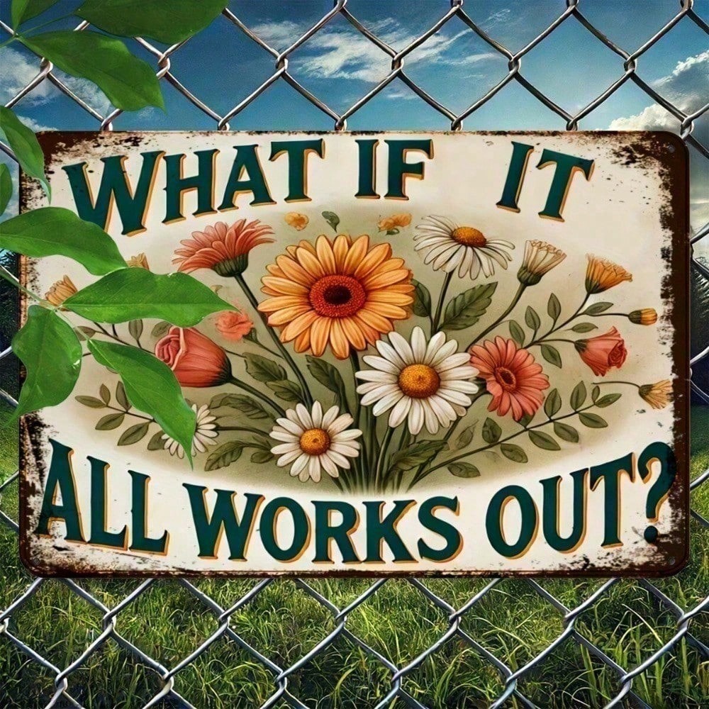 Vintage Floral Metal Tin Sign  - Home Office What Is It avaliação e preço