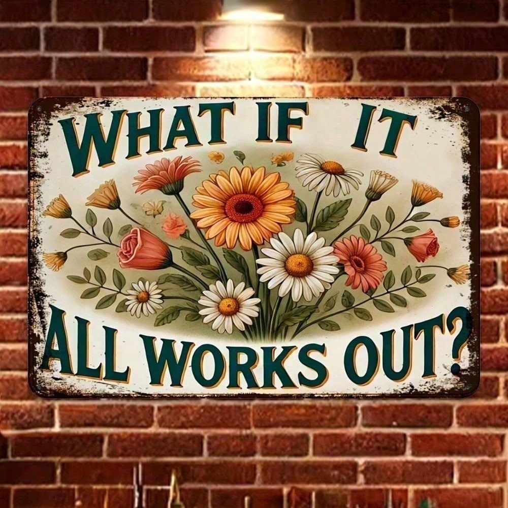 Vintage Floral Metal Tin Sign  - Home Office What Is It avaliação e preço