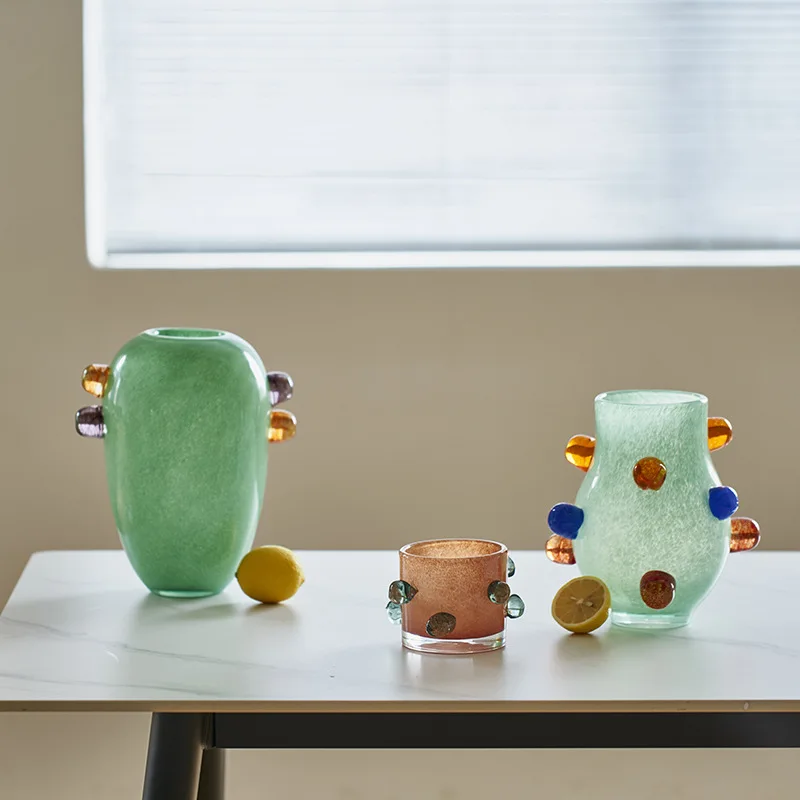 Colorful Round Bead Glass Vase - Home Office Form avaliação e preço