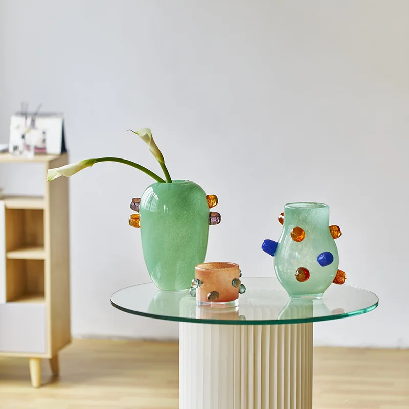 Colorful Round Bead Glass Vase - Home Office Form avaliação e preço